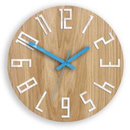 Wood Clock, Large Wall Clock, Unique Wall Gift Unusual Modern Abstract Style, Slim_Wood_Blue - thumbnail 2
