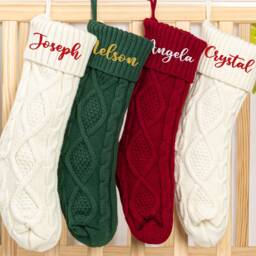 Christmas Stockings Personalized Knit Monogrammed Stocking Embroidered Custom Stockings Family Set Of 3 4 5 6 7 - thumbnail 3