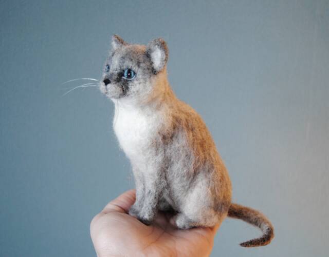 Needle Felted Siamese Cat, Custom Made Cat Portrait, Lilac Point Or Blue Any Other Breed, Will Be Made From Photos - image 1