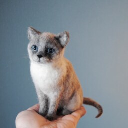 Needle Felted Siamese Cat, Custom Made Cat Portrait, Lilac Point Or Blue Any Other Breed, Will Be Made From Photos - thumbnail 2