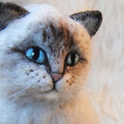 Needle Felted Siamese Cat, Custom Made Cat Portrait, Lilac Point Or Blue Any Other Breed, Will Be Made From Photos - thumbnail 3
