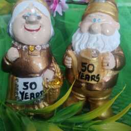 50Th Wedding Anniversary, Golden Anniversary, Handmade , Personalised Garden Gnomes, Quirky Gift - thumbnail 3