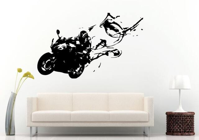 Motorcycle Sport Custom Crotch Rocket Racing Motorbike Burning Tires With Smoke Bike Wall Decal Vinyl Sticker Mural Room Decor L859 - image 1