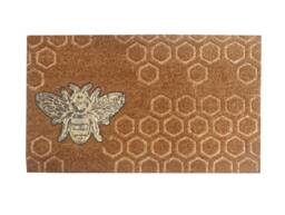 Large Embossed Coir Doormat 45 X 75cm Bee & Honeycomb Pattern Natural Coconut Dirt Trapper Non-Slip Mat - thumbnail 1