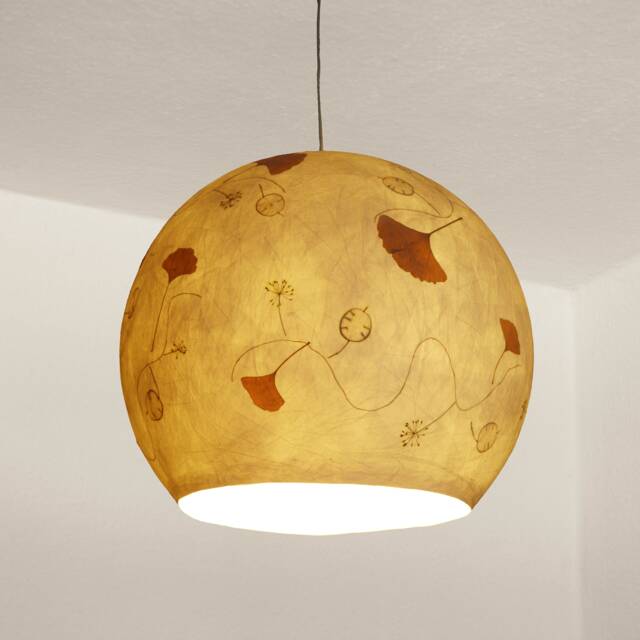 Lampshade 16 Made Of Tissue Paper With Ginkgo, Dill... Children's Room Lamp, Dining Table Kitchen Lamp - image 1