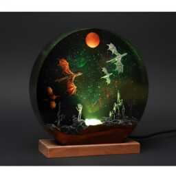Ice & Fire Dragon Resin Lamp Castle Decor Night Light - thumbnail 2
