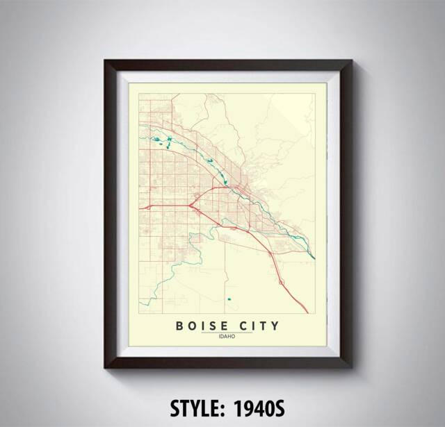 Boise City Map Art Print Idaho Travel Poster, Office Decor - image 1