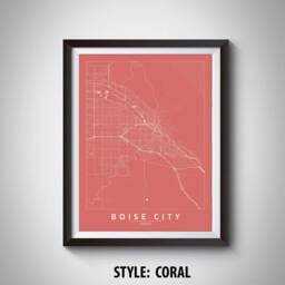 Boise City Map Art Print Idaho Travel Poster, Office Decor - thumbnail 3