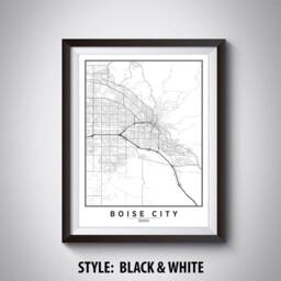 Boise City Map Art Print Idaho Travel Poster, Office Decor - thumbnail 2