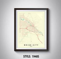 Boise City Map Art Print Idaho Travel Poster, Office Decor - thumbnail 1