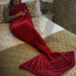 Personalised Mermaid Tail Blanket - Scarlet Siren Ruby Red Gift - thumbnail 3
