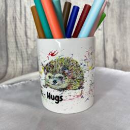 Personalized Hedgehog Pen Pot Rainbow Animal Ceramic Desk Organizer - thumbnail 3