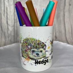 Personalized Hedgehog Pen Pot Rainbow Animal Ceramic Desk Organizer - thumbnail 2