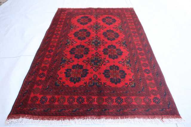 3x5 Ft Red Khal Mohammedi New Rug, - 100x150 cm Afghan Handmade High Pile Soft Wool Traditional Dining Table Living Room Rug - image 1