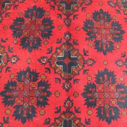 3x5 Ft Red Khal Mohammedi New Rug, - 100x150 cm Afghan Handmade High Pile Soft Wool Traditional Dining Table Living Room Rug - thumbnail 2