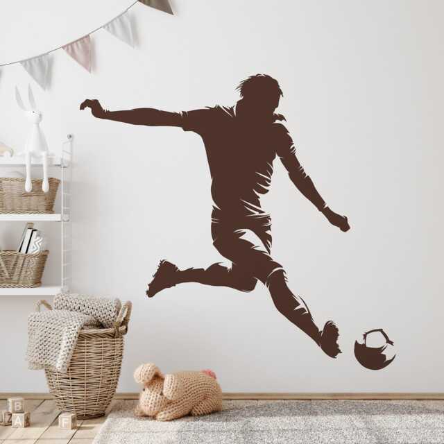 Soccer Wall Decal Football Player Silhouette, Peel & Stick Mural - image 1