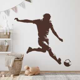 Soccer Wall Decal Football Player Silhouette, Peel & Stick Mural - thumbnail 1