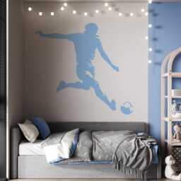Soccer Wall Decal Football Player Silhouette, Peel & Stick Mural - thumbnail 3