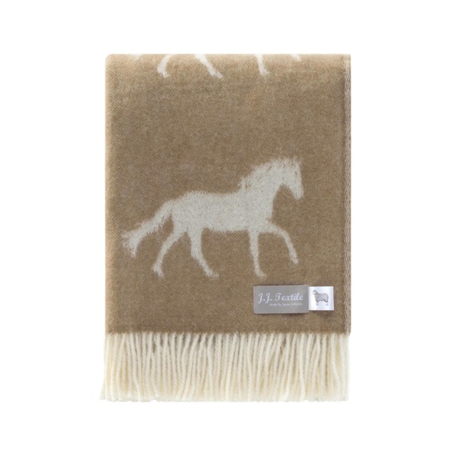 Brown Horse Throw - Woven Blanket Made From Pure Wool Ideal For Housewarming Gift - image 1