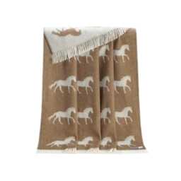 Brown Horse Throw - Woven Blanket Made From Pure Wool Ideal For Housewarming Gift - thumbnail 2