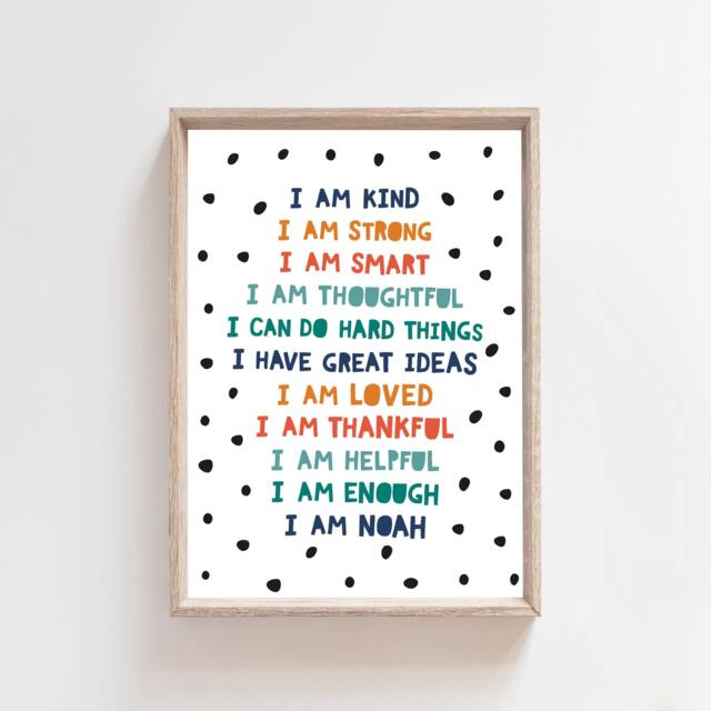 Boys Positive Affirmation Print, Inspirational Quotes, Bedroom Decor, Playroom Prints, Nursery Wall Art - image 1