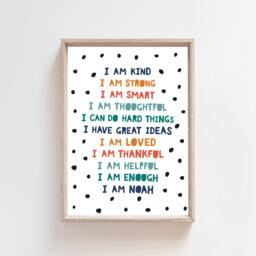 Boys Positive Affirmation Print, Inspirational Quotes, Bedroom Decor, Playroom Prints, Nursery Wall Art - thumbnail 1