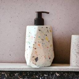 Terrazzo Bathroom Set With Tray Colorful Soap Dispenser, Stick Holder - thumbnail 2
