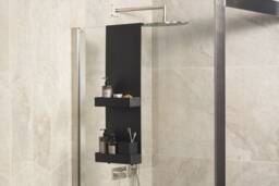 Hanging Shelf, No-Drilling Bathrooom Shelf Black, Minimalistic Bathroom Accessories, For Shower, Without Drilling Dabstory Caddy Dopi