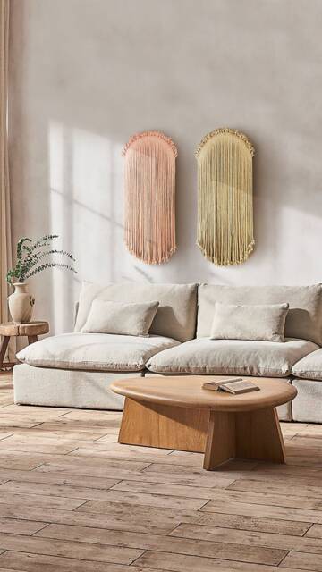 Soft Color Macrame Wall Hanging Set Handmade Cotton Fiber Decor - image 1