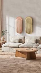 Soft Color Macrame Wall Hanging Set Handmade Cotton Fiber Decor - thumbnail 1