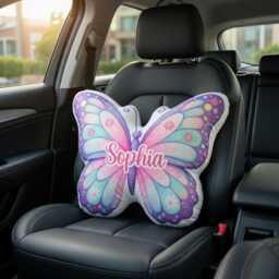 Butterfly Pillow, Nursery Decor Animal Kids Name Baby Shower Personalized Girl Pillow - thumbnail 2
