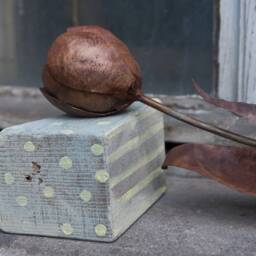 Unfading Metal Flower, Copper Tulip Sculpture On Wooden Base, By Thesteelstylethings, 9 Anniversary - thumbnail 4