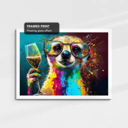 Meerkat Toasting Drink Glasses Animal Art Abstract Oil Painting Framed Poster Print & Canvas Wall Living Home Decor Interior Gift - thumbnail 3