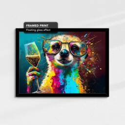 Meerkat Toasting Drink Glasses Animal Art Abstract Oil Painting Framed Poster Print & Canvas Wall Living Home Decor Interior Gift - thumbnail 2