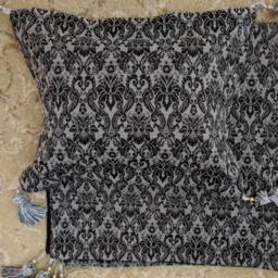 In Stock Black Grey Baroque Baby Wrap & Pillow Set With Tassel Corners - Cradle Pram Blanket - thumbnail 4