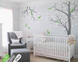 Tree Wall Decal Nursery With Branch Decor Art Sticker Mural White Tree Decals Tattoo Kw016-2 - thumbnail 1
