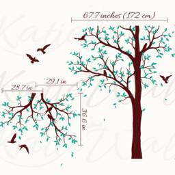 Tree Wall Decal Nursery With Branch Decor Art Sticker Mural White Tree Decals Tattoo Kw016-2 - thumbnail 2