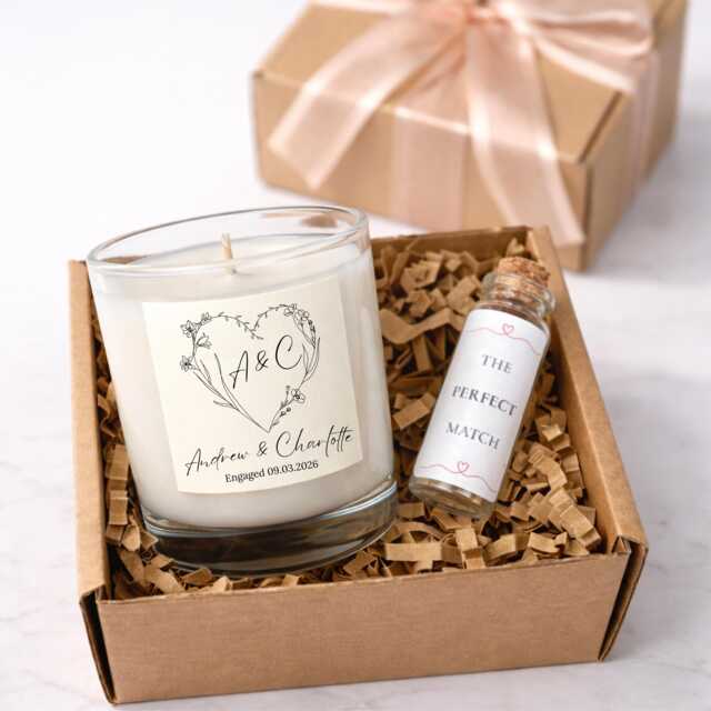 Engagement Candle Gift Set - Personalised Wedding Or Anniversary Present UK - image 1