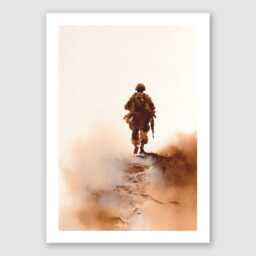 March Of Memory - Soldier Military Wall Art Print, Army Silhouette Painting, Veteran Memorial Gift, Patriotic Decor, Framed Print Option - thumbnail 2