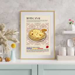 Roti Canai, Malasyan Food, Malaysia, Asian Kitchen Print, Retro Poster, Wall Art, Restaurant South East Asia, Cafe Decor - thumbnail 2