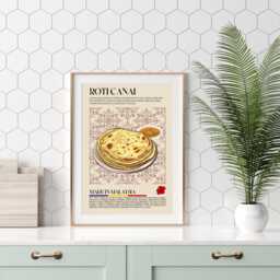 Roti Canai, Malasyan Food, Malaysia, Asian Kitchen Print, Retro Poster, Wall Art, Restaurant South East Asia, Cafe Decor - thumbnail 3