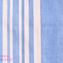 Handmade Cotton Striped Area Rug Light Indigo Kilim Dhurrie - thumbnail 3