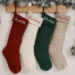 Embroidered Christmas Stocking With Name, Family Knit Stockings, Custom Gifts - thumbnail 3