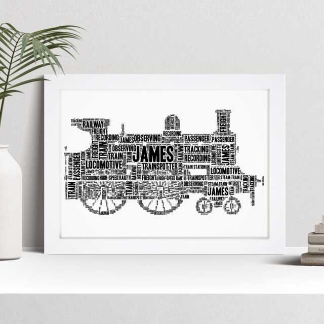 Personalised Steam Train Word Art Print - Custom Travel Gift - image 1