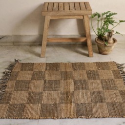 Handwoven Hemp Rug Dhurrie Natural Fiber, Multi Pom - 2 X 3 Ft - thumbnail 2