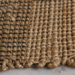 Handwoven Hemp Rug Dhurrie Natural Fiber, Multi Pom - 2 X 3 Ft - thumbnail 4