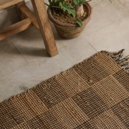 Handwoven Hemp Rug Dhurrie Natural Fiber, Multi Pom - 2 X 3 Ft - thumbnail 3