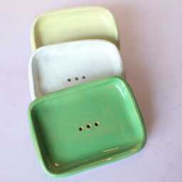 Ceramic Rectangle Soap Dish - Large Flat Dish - thumbnail 3