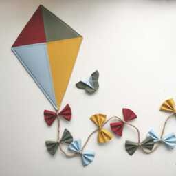 Custom Coloured Wall Kite For Nursery, Handmade Cotton Fabric Hanging Kids Playroom, Red, Yellow, Blue & Green Decor - thumbnail 4