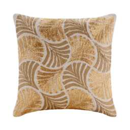 "Decorative Ginkgo, Zardozi, Jute Gold Euro Pillow Cover 24""x24""/26""x26" - thumbnail 1